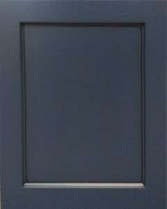 Dark blue cabinet door with panel design.