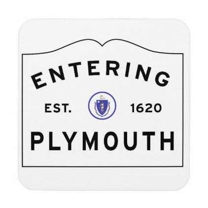 Entering Plymouth town sign in Massachusetts